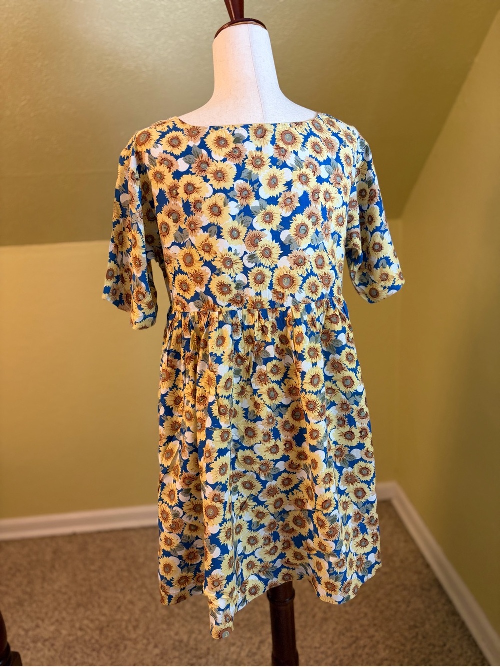 Vintage 90s Contempo Casuals Sunflower Babydoll Dress Grunge Whimsigoth Size S - Picture 4 of 7